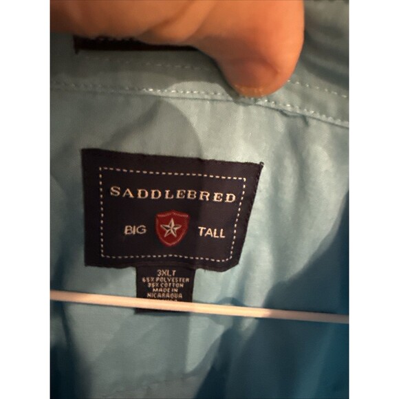 BIG & TALL Saddlebred Graphic Casual Button Up Shirt Blue 3XLT GUC - Picture 4 of 10